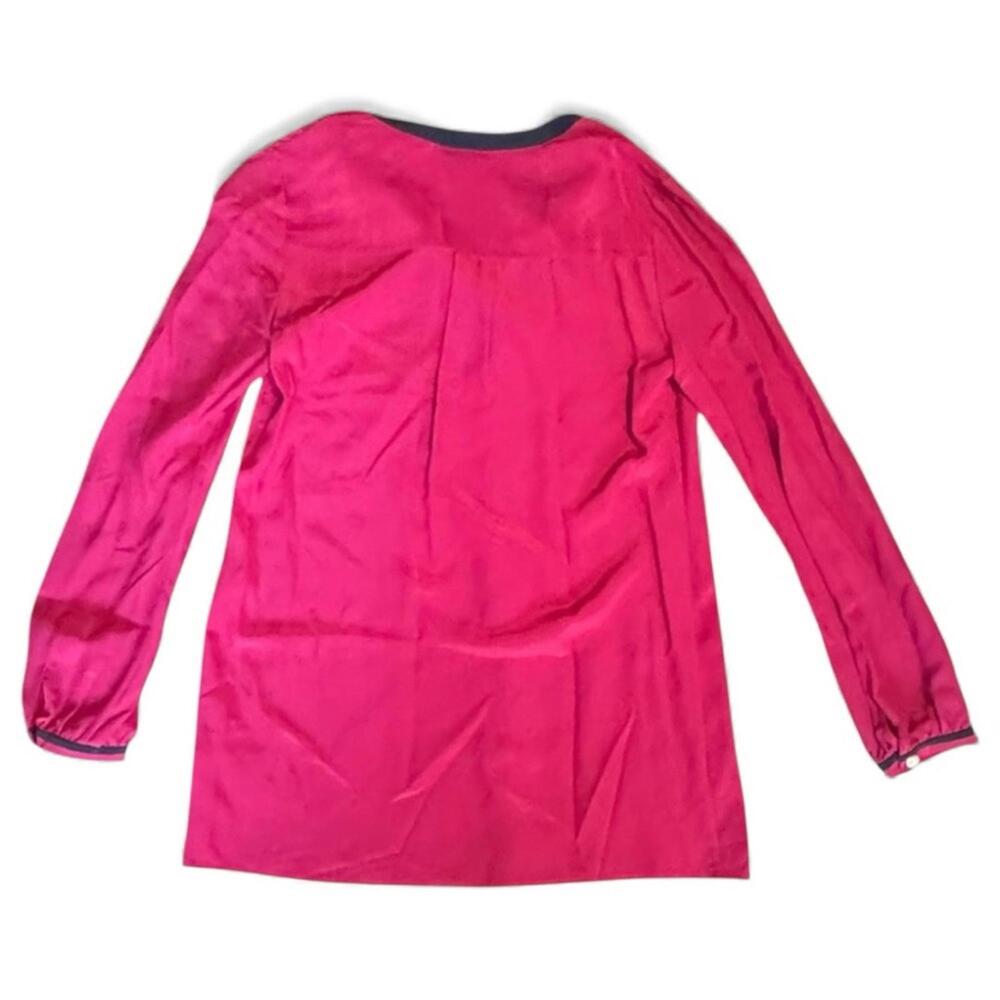 NWT Tory Burch Tamara Tunic Silk Long Sleeve Blouse Top Pink Fuchsia Blue - Picture 4 of 9